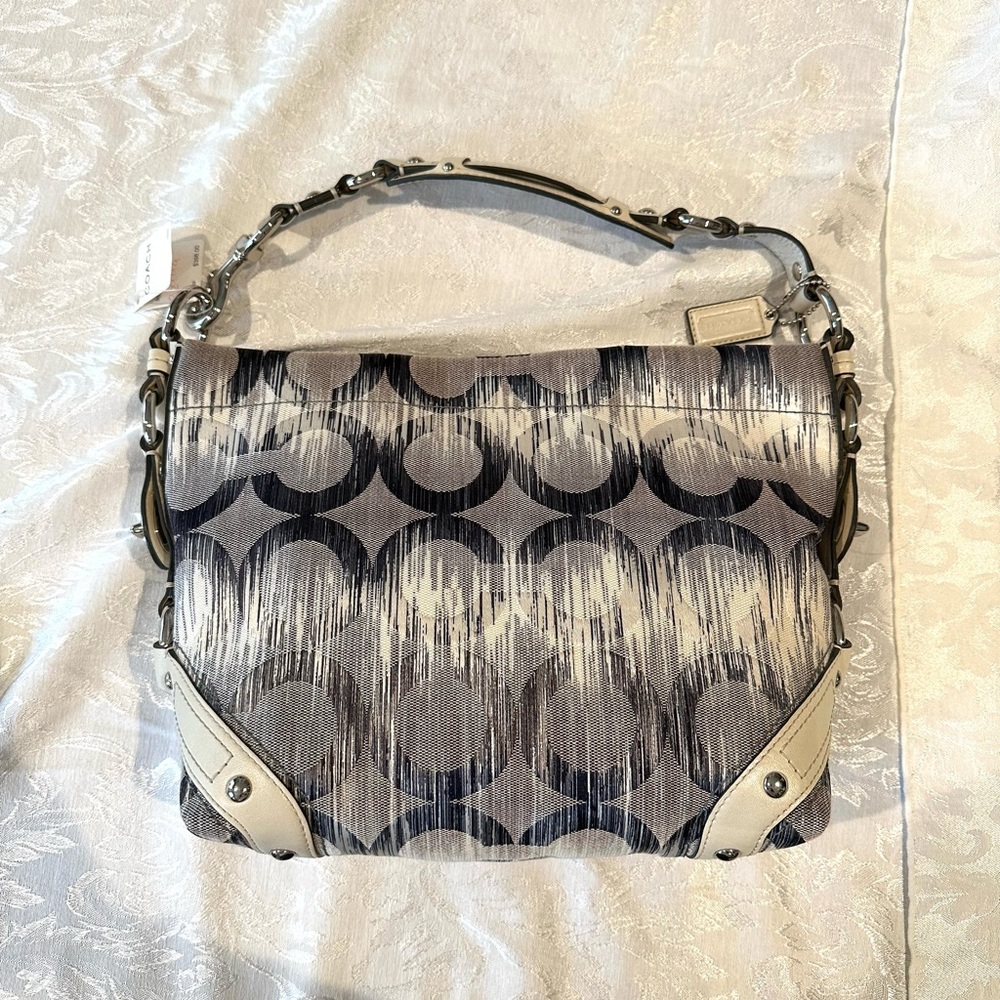 White and Gray Coach Handbag